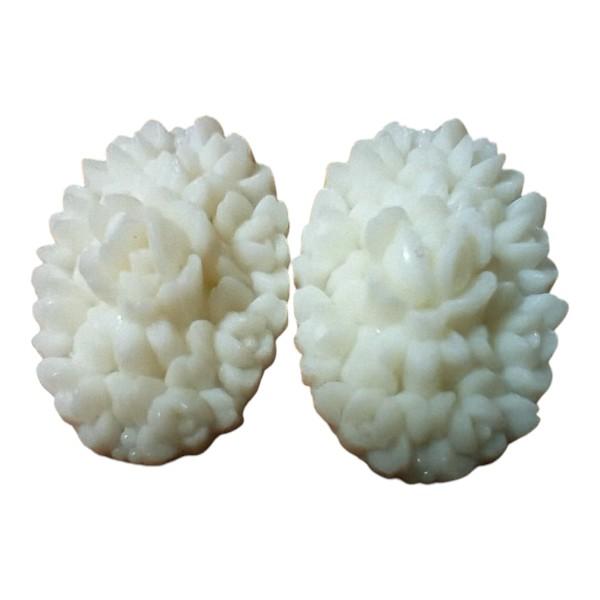 ＜2個＞ジャパンヴィンテージフラワーカボション（ホワイト）19×13mm1枚目の画像