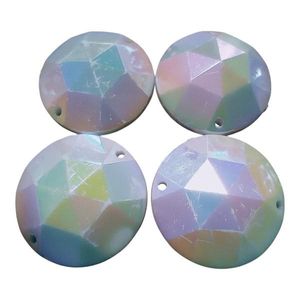 ＜4個＞ドイツヴィンテージABカットカボション（ホワイト）24ｍｍ1枚目の画像