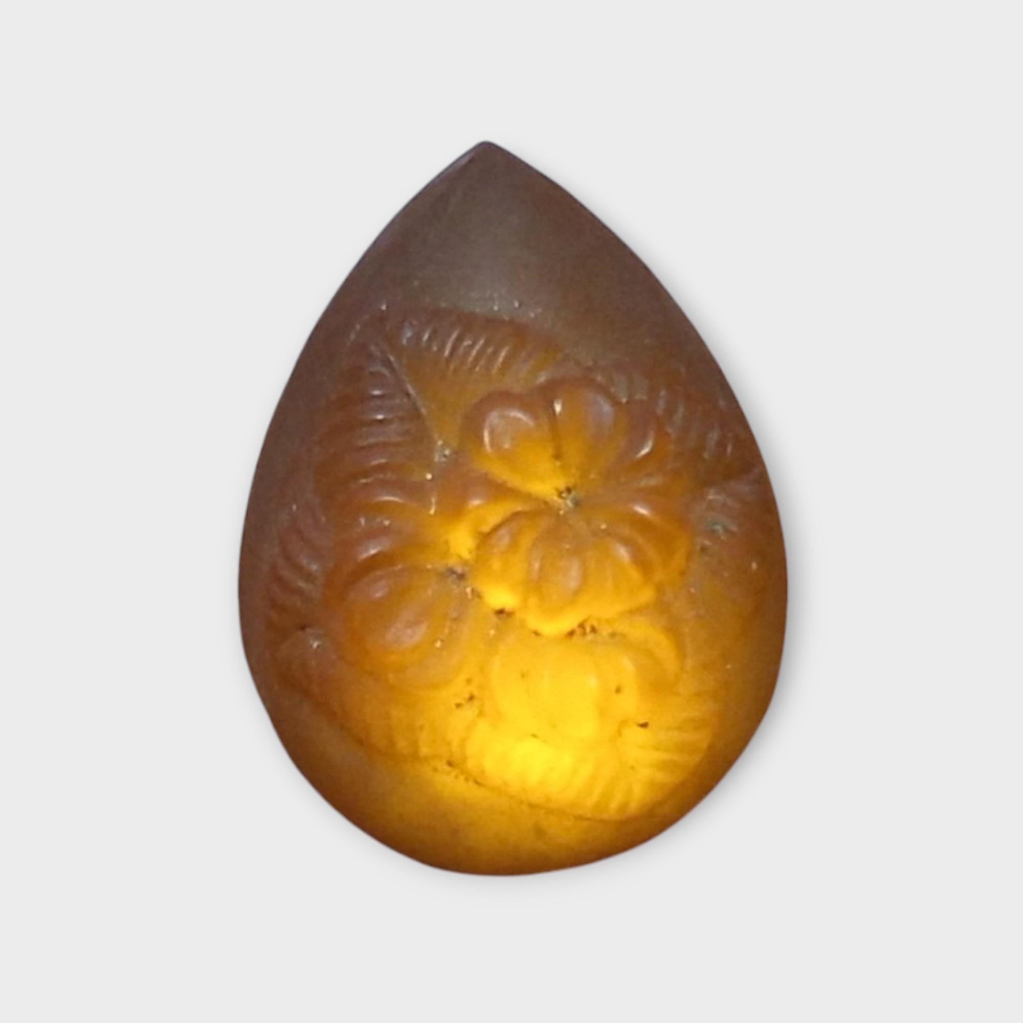 :ヴィンテージ フロストフラワーストーン（ゴールドフォイル）トパーズ：18×13ｍｍ