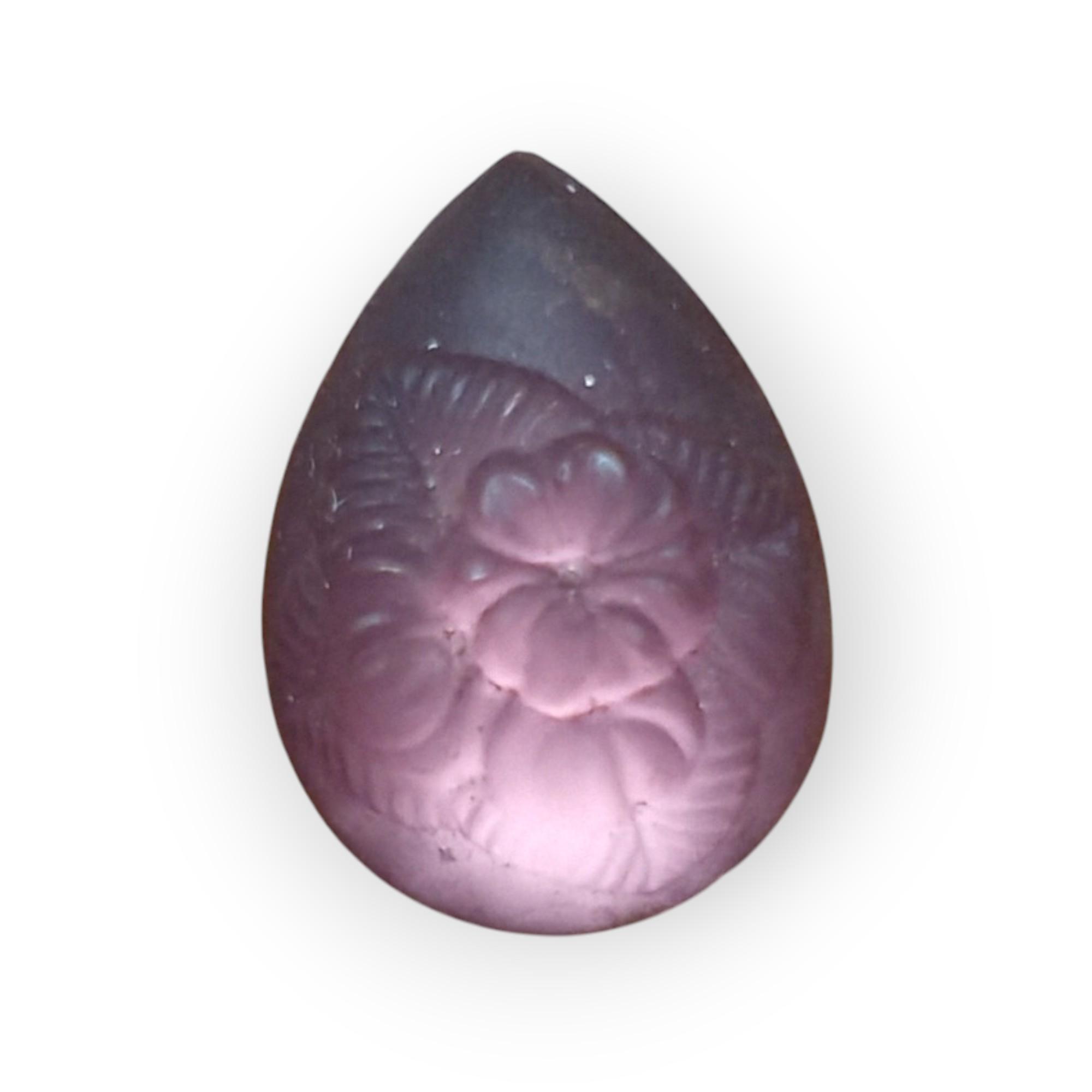 :ヴィンテージ フロストフラワーストーン（ゴールドフォイル）アメジスト：18×13ｍｍ