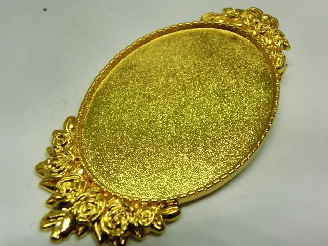 ＜5個＞40×30mm用　ローズブーケブローチセッティング（ゴールド）：大口割引1枚目の画像