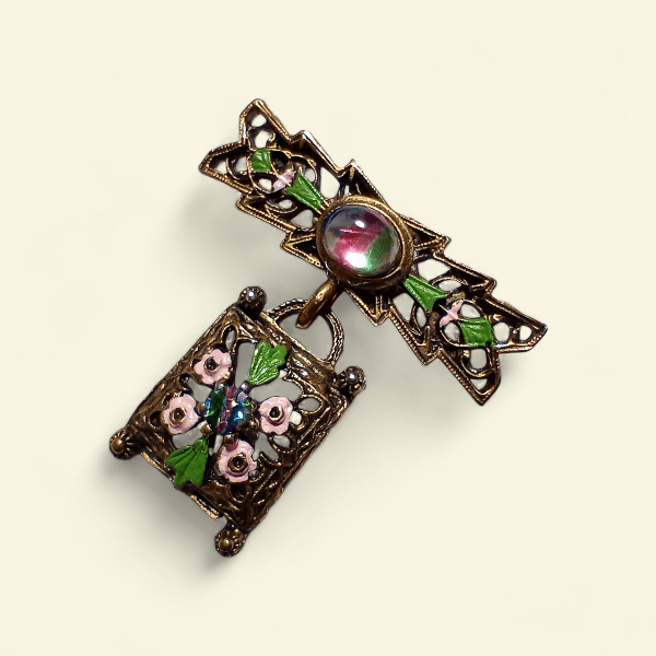 ＜送料無料＞ヴィンテージアイリスガラスのエナメルブローチ vintage iris brooch | 2枚目