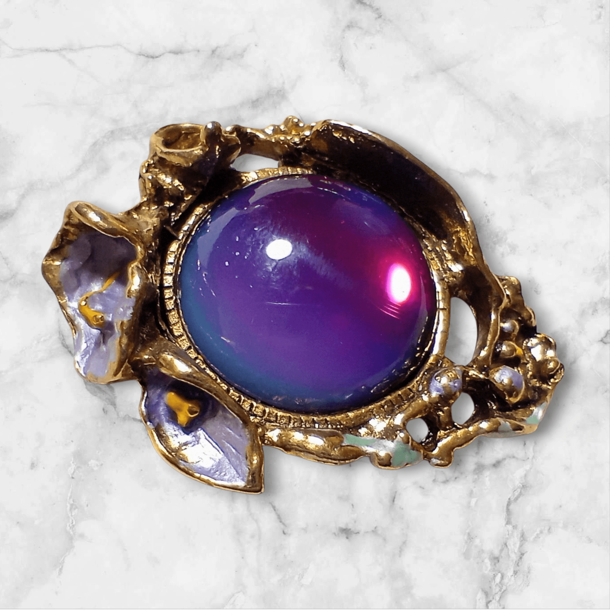 ＜送料無料＞ヴィンテージアチェコガラスブローチ 43×38mm | 2枚目