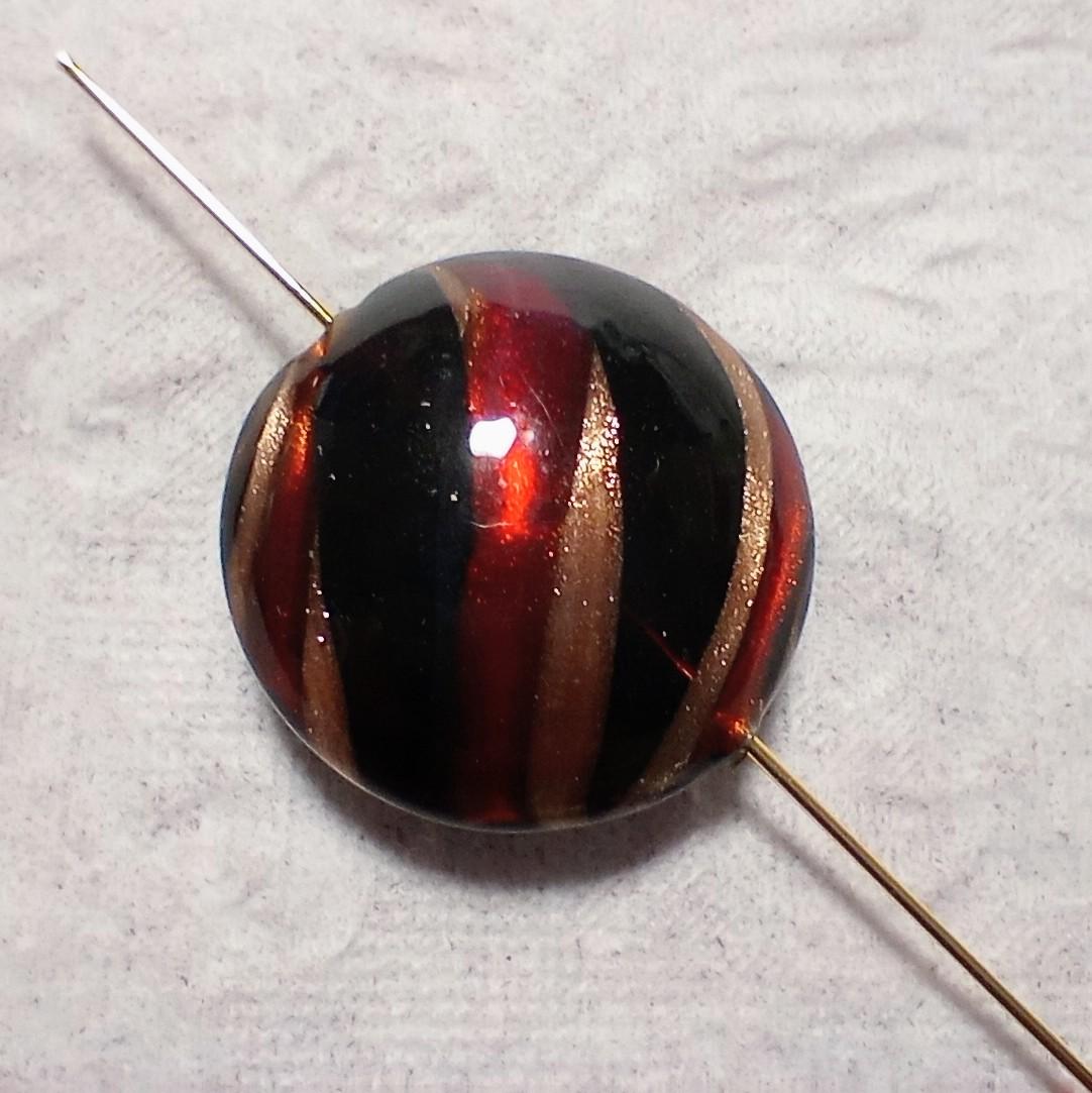 21mm:ベネチアンビーズ：ミッソーニディスク（ブラック＆ルビー） | 3枚目