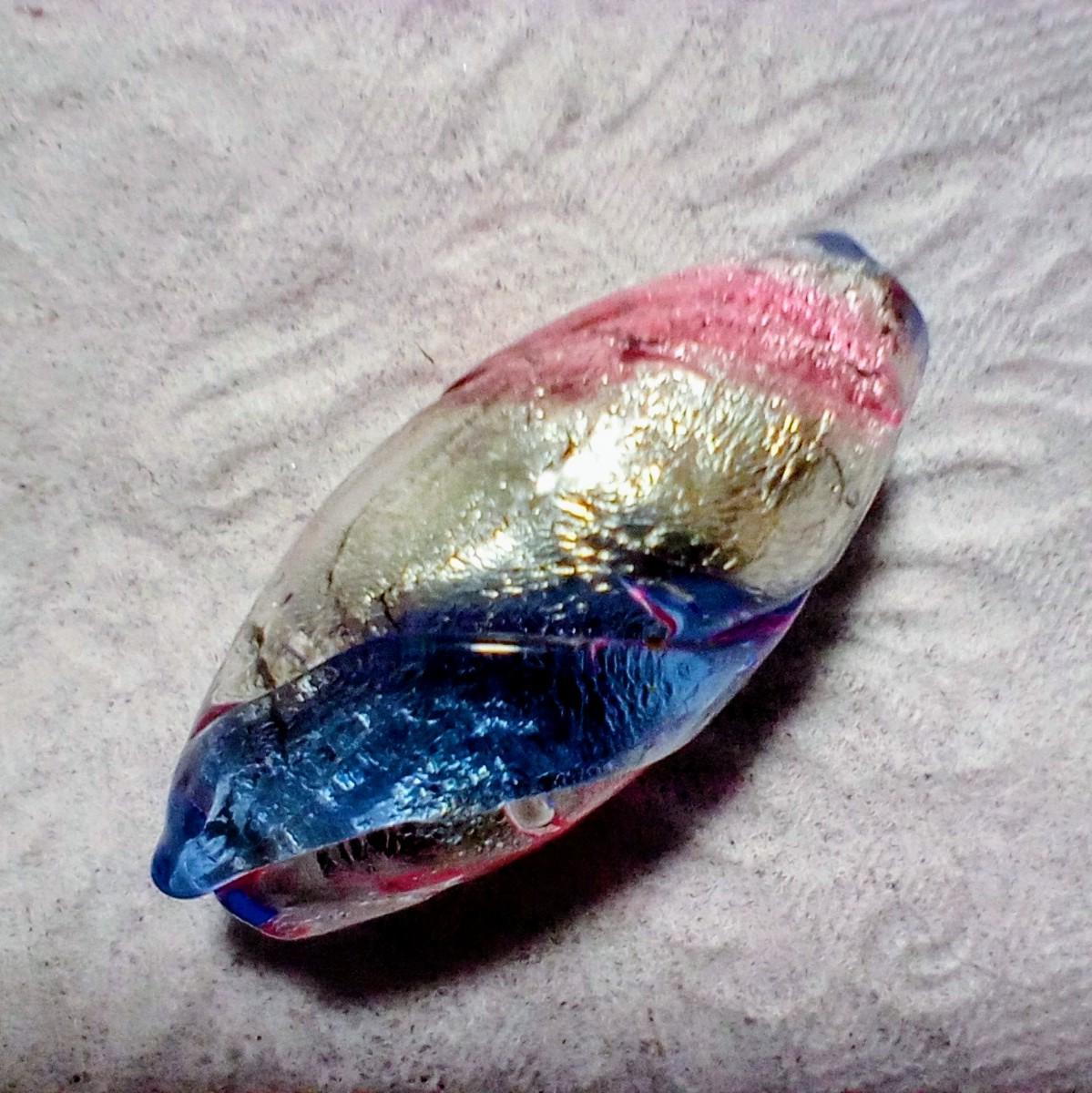 ベネチアンビーズ　ミッソーニオーバル（ブルー・ピンク）シルバー925フォイル | 3枚目