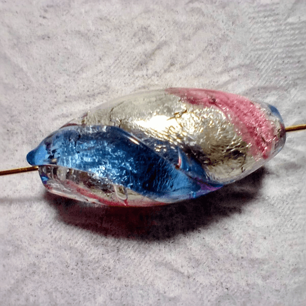 ベネチアンビーズ　ミッソーニオーバル（ブルー・ピンク）シルバー925フォイル | 4枚目