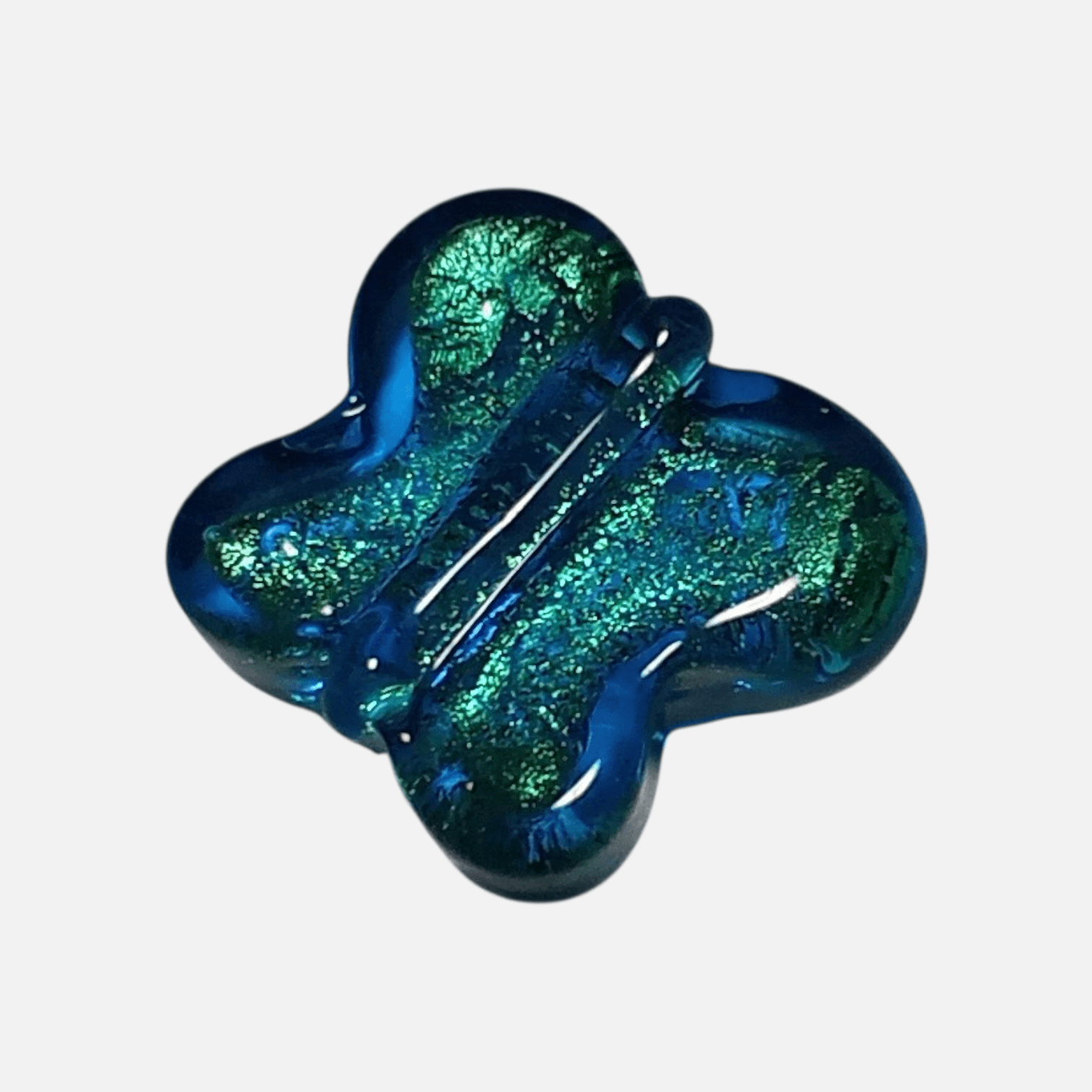 18mm：ベネチアンビーズ・バタフライ：ブルー（k24フォイル） | 2枚目