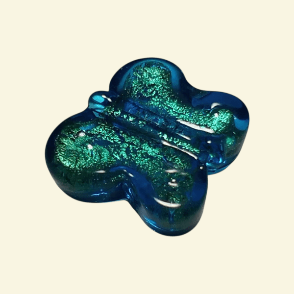 18mm：ベネチアンビーズ・バタフライ：ブルー（k24フォイル） | 3枚目