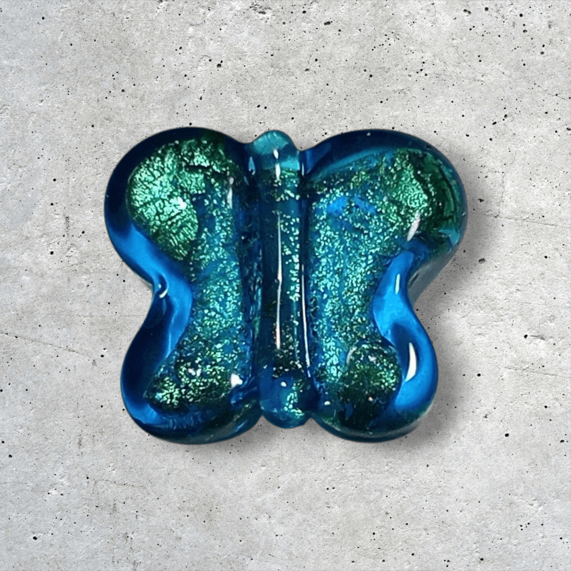 18mm：ベネチアンビーズ・バタフライ：ブルー（k24フォイル） | 4枚目