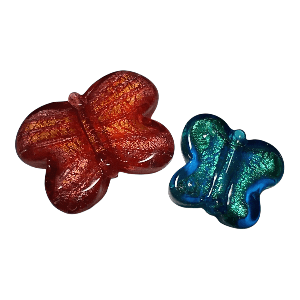 28mm：ベネチアンビーズ　バタフライ・ルビーノ（ホワイトゴールドフォイル） | 4枚目