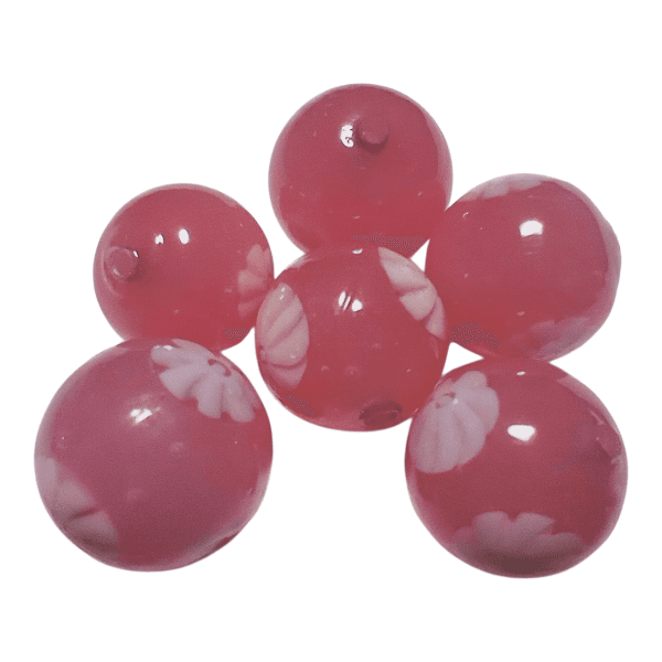 12mm ベネチアンフラワーミルフィオリラウンド（ピンク） | 2枚目