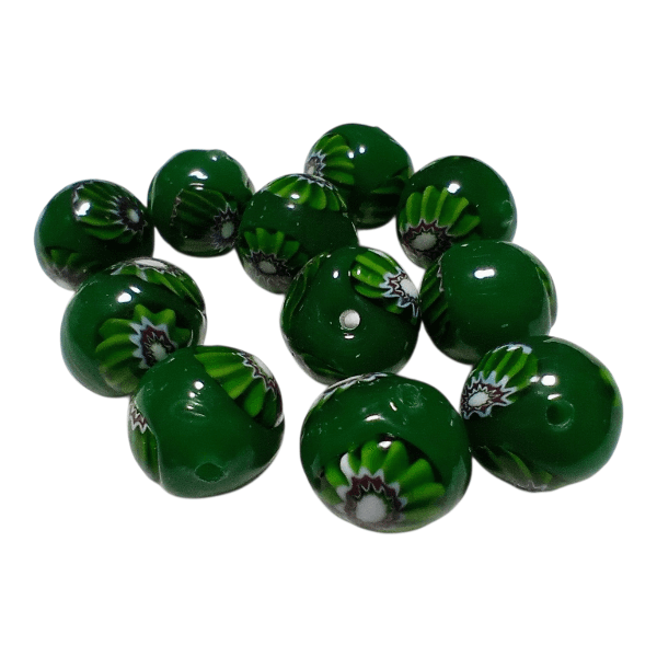 10mm ベネチアンミルフィオリラウンド（グリーン） | 2枚目