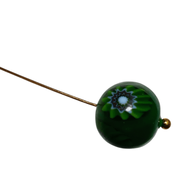 12mm ベネチアンフラワーミルフィオリラウンド（グリーンコーンフラワー） | 4枚目