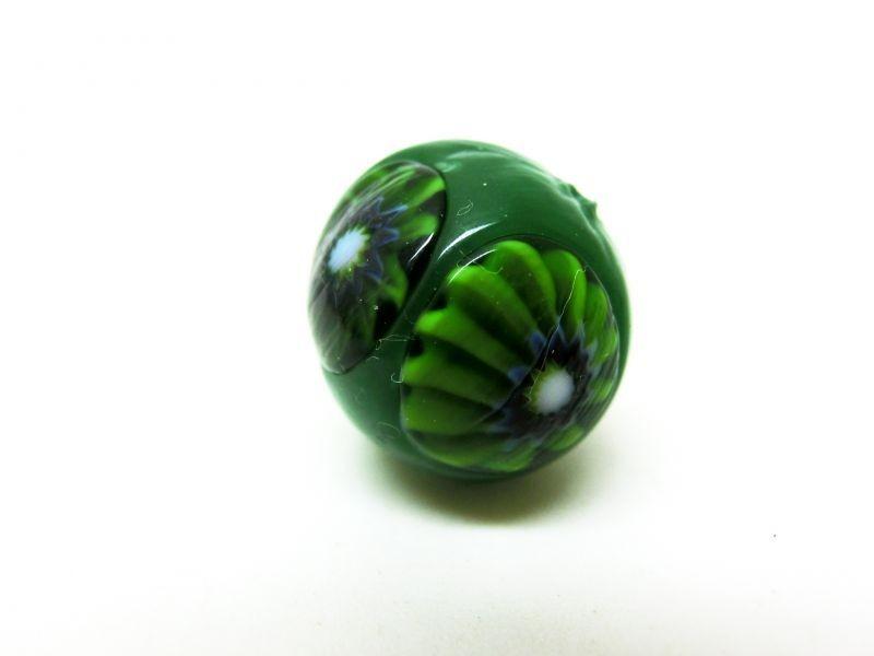 12mm ベネチアンフラワーミルフィオリラウンド（グリーンコーンフラワー） | 5枚目