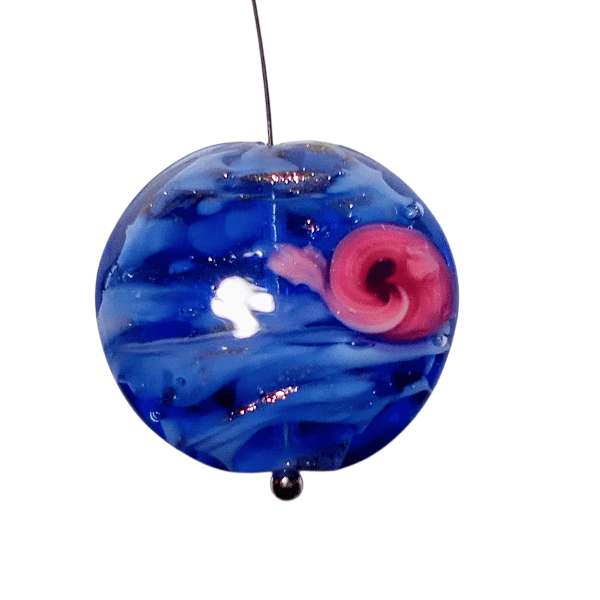 ~再販~ベネチアンビーズ ソンメルソフィオラート（ブルー）25mm | 3枚目