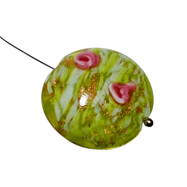 ~再版~ベネチアンビーズ ソンメルソフィオラート（ライトグリーン）25mm | 3枚目