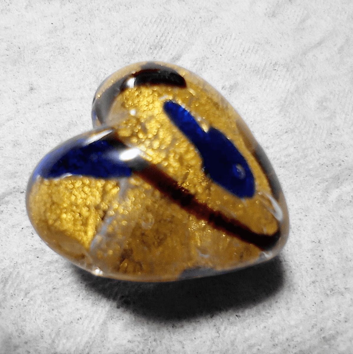 ベネチアンビーズ　ミロ：コバルトラインハート（２４ゴールドフォイル）20mm | 6枚目