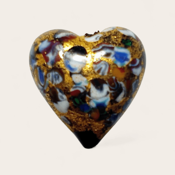 ペンダント作成OP：20mm ベネチアンビーズ　クリムト（ブラックベース）表面Ｋ24ゴールド箔 | 2枚目