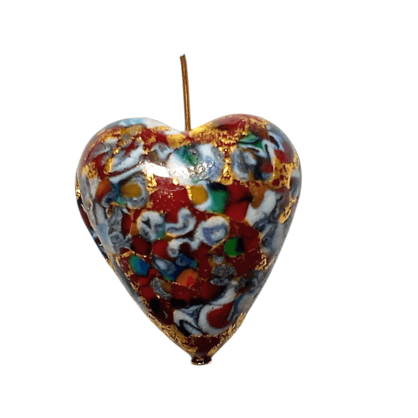 ペンダント作成OP：20mm ベネチアンビーズ　クリムト（レッドベース）表面Ｋ24箔 | 5枚目