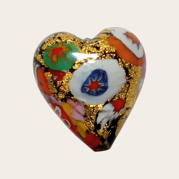 ペンダント作成OP：20mm ベネチアンビーズ：クリムトミルフィオリモザイコ（ブラック）Ｋ24ゴールドフォイル | 2枚目