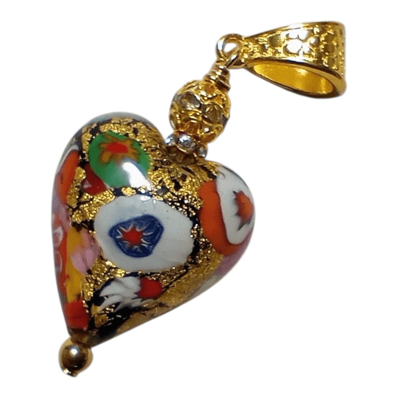 ペンダント作成OP：20mm ベネチアンビーズ：クリムトミルフィオリモザイコ（ブラック）Ｋ24ゴールドフォイル | 3枚目