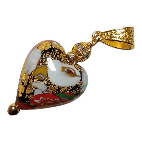 ペンダント作成OP：20mm ベネチアンビーズ：クリムトミルフィオリモザイコ（ブラック）Ｋ24ゴールドフォイル | 4枚目