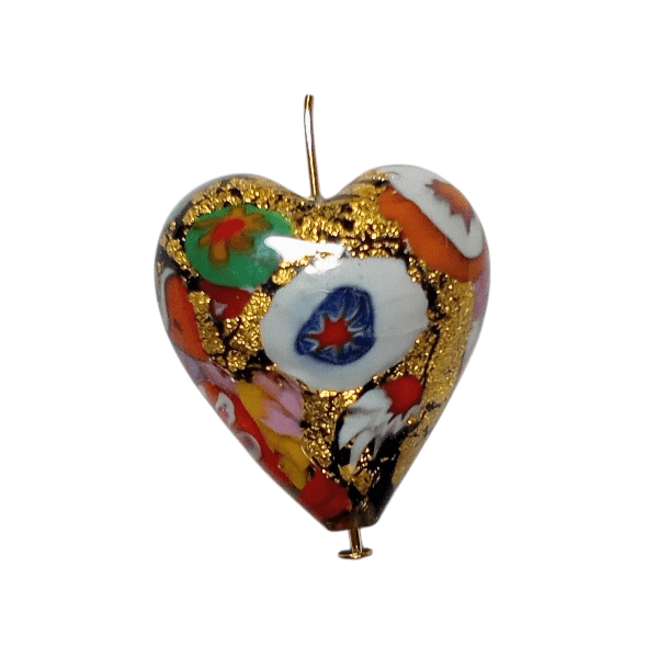 ペンダント作成OP：20mm ベネチアンビーズ：クリムトミルフィオリモザイコ（ブラック）Ｋ24ゴールドフォイル | 6枚目