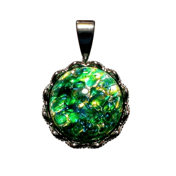 ~スポット入荷~　再…々販~15mm ヴィンテージ シラーオパール ラウンドカボション（グリーン） | 3枚目