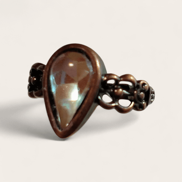 ＜送料無料＞グリーンサフィレットリング（ペア型）（ゴールドフォイル) Vintage Saphiret ring | 2枚目