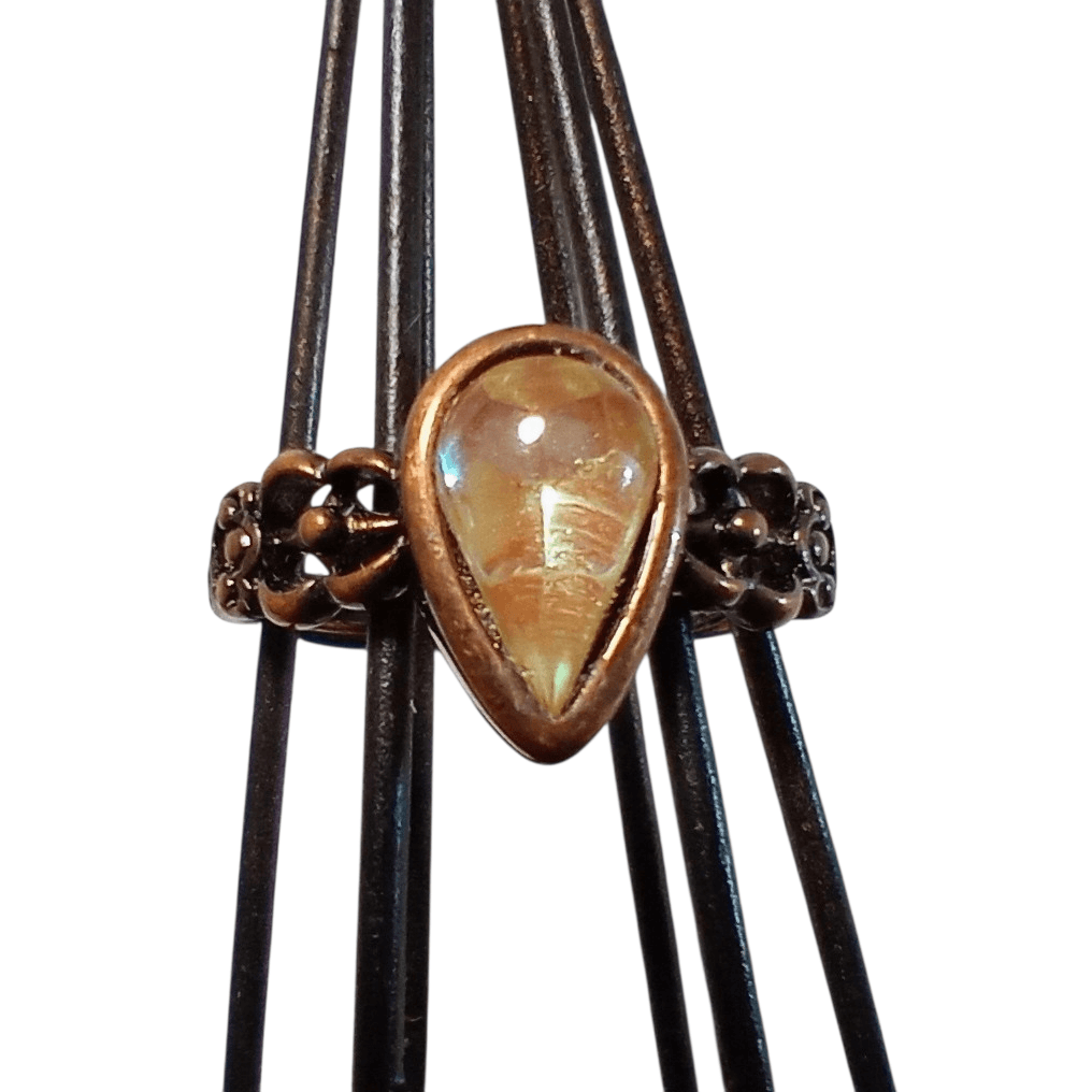 ＜送料無料＞グリーンサフィレットリング（ペア型）（ゴールドフォイル) Vintage Saphiret ring | 3枚目