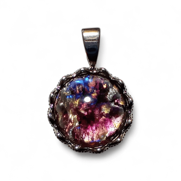 ~スポット入荷~15mm ヴィンテージ シラーオパール ラウンドカボション(アメジスト) | 3枚目