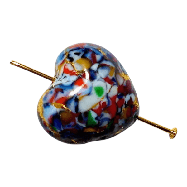 16mm ベネチアンビーズ　クリムト（レッドベース）表面Ｋ24箔 | 2枚目