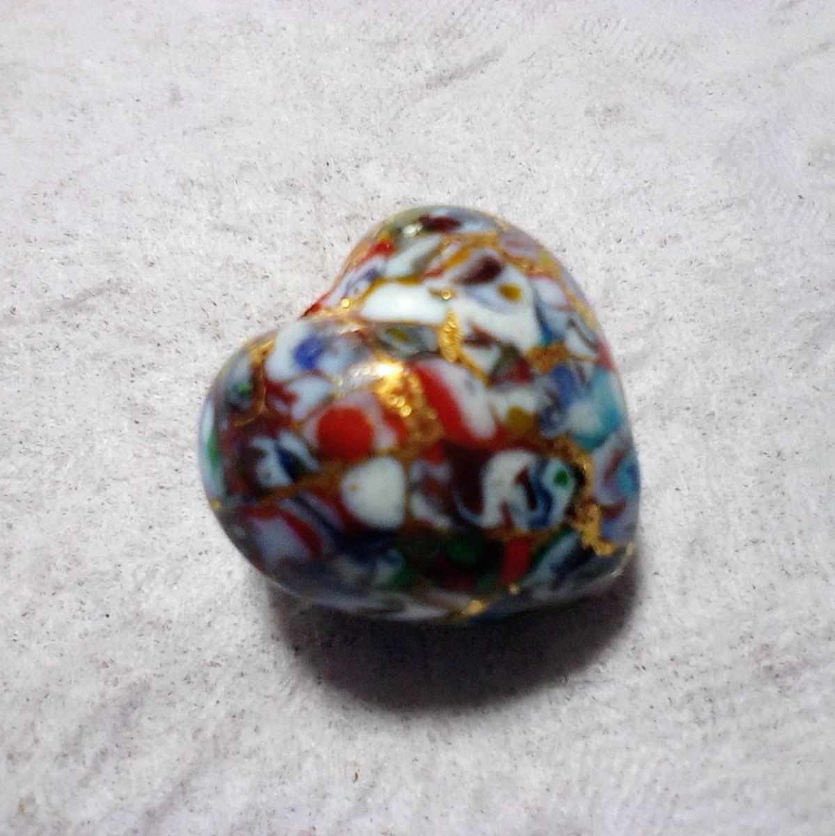 16mm ベネチアンビーズ　クリムト（レッドベース）表面Ｋ24箔 | 3枚目