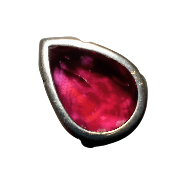 25×18mm：ドラゴンズブレス カットストーン ペア型 (ルビー）ソウオンセット済 | 6枚目
