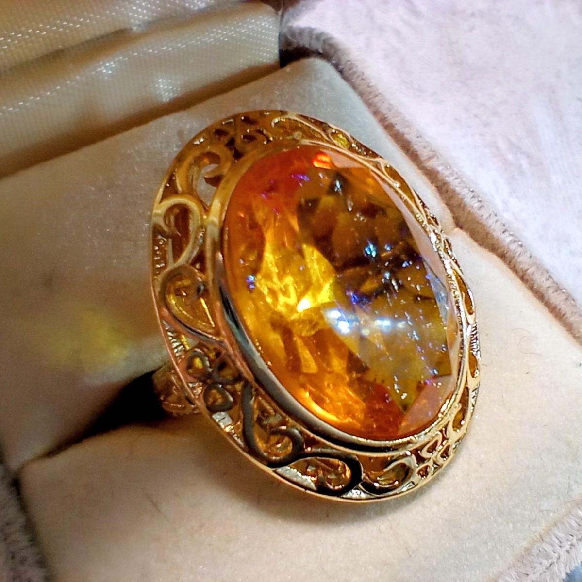 カットドラゴンズブレス　アンティークレースリング（トパーズ）Dragon's breath ring | 3枚目