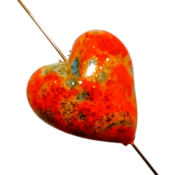 ＜在庫限り＞20mm ベネチアン　シャイニングオレンジハート | 2枚目