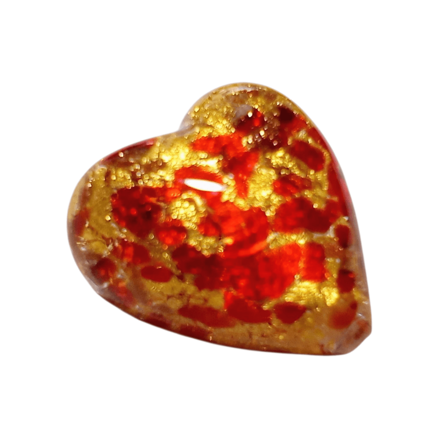 20mmベネチアンビーズ:レッド＆ブラウンソンメルソ・ハート（ゴールドフォイル） | 3枚目