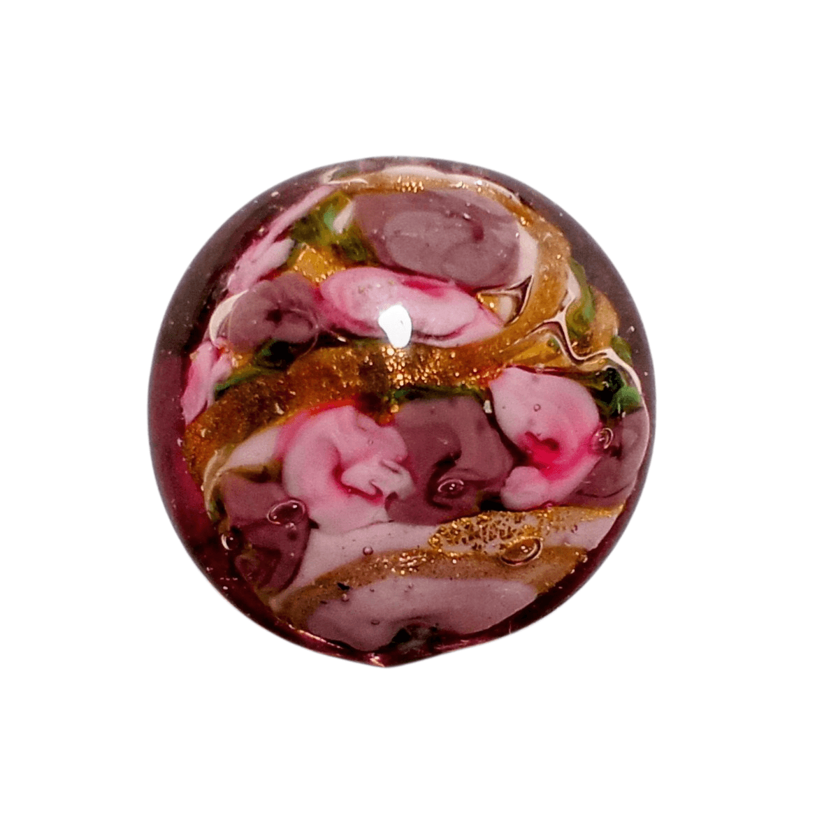 ベネチアンビーズ ローズガーデンディスク（ローズピンク）25mm | 2枚目