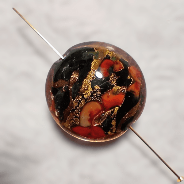 ベネチアンビーズ ローズガーデンディスク（レッド＆ブラック）25mm | 4枚目