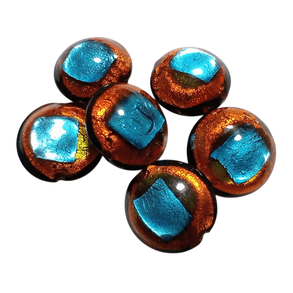 14mm ベネチアンビーズ　アブストラクトディスク：トパーズ・アクア(シルバー925フォイル)1枚目の画像