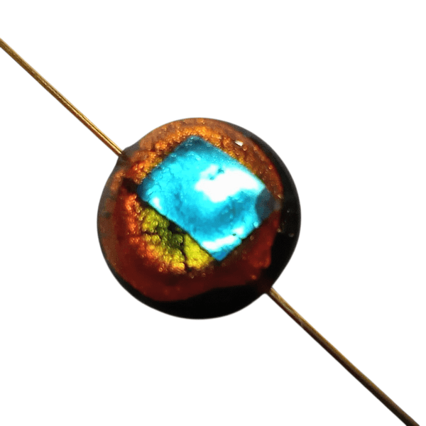 14mm ベネチアンビーズ　アブストラクトディスク：トパーズ・アクア(シルバー925フォイル) | 2枚目