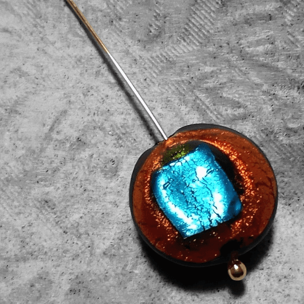 14mm ベネチアンビーズ　アブストラクトディスク：トパーズ・アクア(シルバー925フォイル) | 5枚目