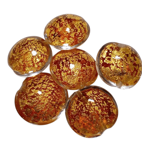 14mm ベネチアンビーズ　カドーロディスク：トパーズ（k24フォイル） | 2枚目
