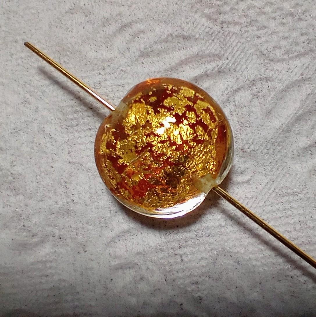 14mm ベネチアンビーズ　カドーロディスク：トパーズ（k24フォイル） | 5枚目