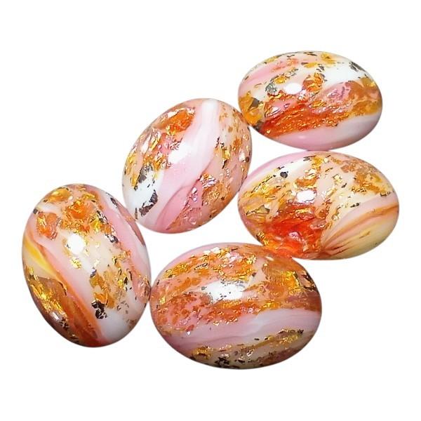 再販：18×13mm ピンクゴールドオパールカボション　西ドイツヴィンテージ