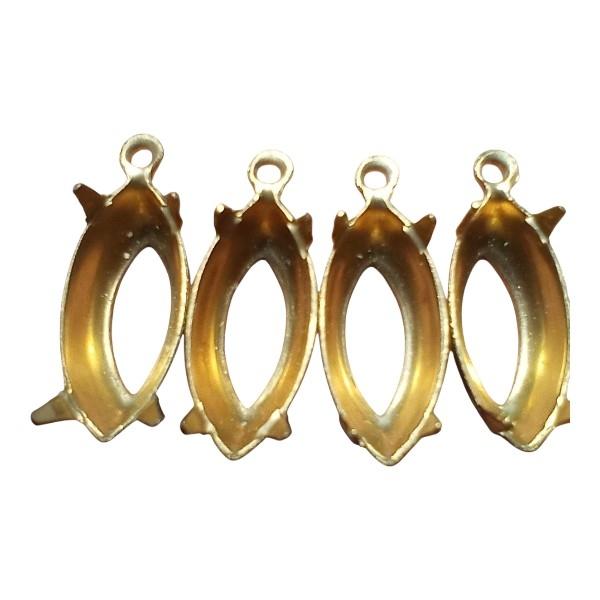 <4個>15×7mm:ナベットオープンバックセッティング(U.S.Aブラス)1カン付き1枚目の画像