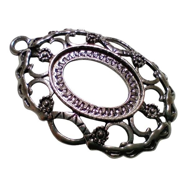 25×18mm 復刻版フラワーフィリグリーセッティング(アンティークシルバー)) | 2枚目