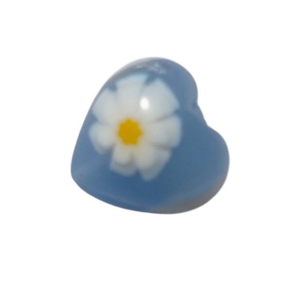13mm ベネチアンビーズ ミルフィオリフラワーハート (ブルー) | 3枚目